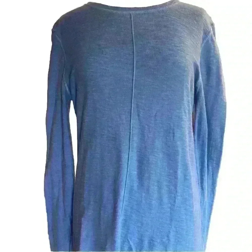 Belford Blue Knit Tee Womens‎ Large Pima Cotton Basic Solid Crew Neck Shirt